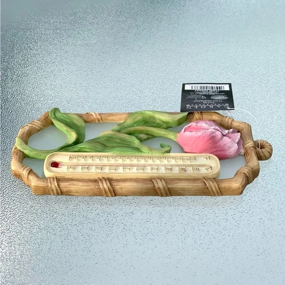 Pink Tulip Indoor/Outdoor Resin Thermometer Wall Decor - Picture 4 of 9